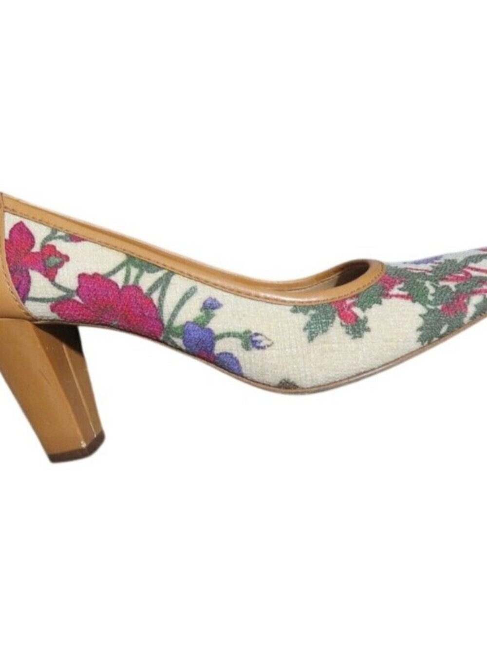 Etienne Aigner Vintage Italian Patent leather and floral canvas pumps size 5.5 - Picture 6 of 13